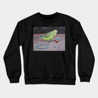 Budgie in coloured pencil Crewneck Sweatshirt